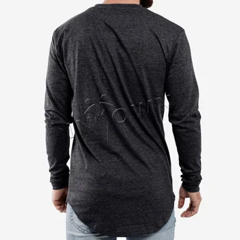Longsleeve Curved Hem Charcoal Shirt Longsleeve Curved Hem Charcoal Shirt (View 2) - Custom Shirts